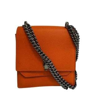 Valextra Spritzer Small Crossbody Chain Shoulder Bag, Orange, Women's